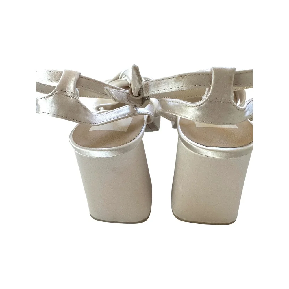 Dolce Vita Parlo Ivory Satin Platform Heels Ankle Strap Bridal Wedding 9